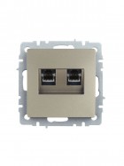 Розетка компьютерная двойная СП RJ45 кат.5E BRITE РК10-2-БрШ шампань IEK BR-K20-1-K37