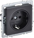 Розетка BRITE РС14-1-0-БрЧ 16А с заземл. защ. шторки черн. IEK BR-R14-16-K02