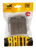 Выключатель 2-кл. СП BRITE ВС10-2-1-БрС 10А с инд. сталь IEK BR-V20-1-10-K46