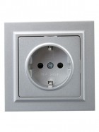 Розетка СП BRITE РСР14-1-0-БрА 16А в сборе с заземл. защ. шторки алюм. IEK BR-R14-16-K47-F