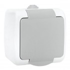 Розетка 1-м ОП Мурманск 16А IP54 с заземл. защ. шторки с крышкой сер. EKF EFR16-029-30-54