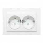 Розетка 2-м СП Минск 16А IP20 с заземл. защ. шторки бел. Basic EKF ERR16-128-100