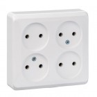 Розетка 4-м ОП Этюд 16А IP20 250В без с заземл. без защ. шторок бел. SE PA16-205B