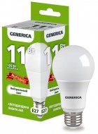 Лампа светодиодная A60 11Вт грушевидная 4000К E27 230В промо GENERICA LL-A60-11-230-40-E27-G