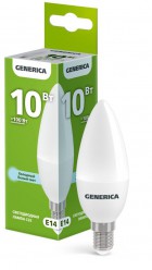 Лампа светодиодная C35 10Вт свеча 6500К E14 230В GENERICA LL-C35-10-230-65-E14-G