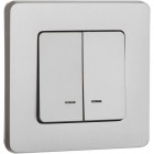 Выключатель 2-кл. Inspiria 10А IP20 250В 10AX с подсветкой/индикацией механизм алюм. Leg 673632