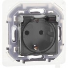 Розетка 1-м СП Inspiria 16А IP44 250В 2P+E защ. шторки с крышкой немецк. стандарт механизм алюм. Leg 673742