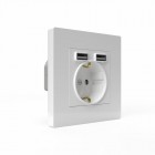 Розетка 1-м СП Pixel IP20 с заземл. с 2-мя заряд. устр. USB тип A+A механизм бел. TOKOV ELECTRIC TKE-PX-R1U2A-C01