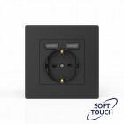 Розетка 1-м СП Pixel IP20 с заземл. с 2-мя заряд. устр. USB тип A+A механизм карбон TOKOV ELECTRIC TKE-PX-R1U2A-C14