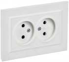 Розетка 2-м СП BRITE РС12-2-БрАБ 10А в сборе без заземл. без защ. шторок арктич. бел. IEK BR-R20-10-K91-F