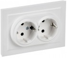 Розетка 2-м СП BRITE РСш12-3-БрАБ 16А в сборе с заземл. защ. шторки арктич. бел. IEK BR-R24-16-K91-F