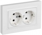 Розетка 2-м СП BRITE РСшПл12-3-БрАБ 16А в сборе с заземл. защ. шторки плоская арктич. бел. IEK BR-R28-16-K91-F
