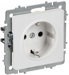 Розетка BRITE РС11-1-0-БрАБ 16А с заземл. без защ. шторок механизм арктич. бел. IEK BR-R11-16-K91