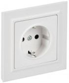 Розетка BRITE РСР14-1-0-БрАБ 16А в сборе с заземл. защ. шторки арктич. бел. IEK BR-R14-16-K91-F