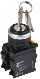 Переключатель 2 полож. 1НО+1НЗ с ключом черн. MASTER IEK MI-SW60-11Y-3-34-2-K02