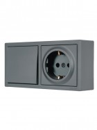 Блок ОП LETO (1-кл. выключатель + 1-м розетка с заземл.) горизонт. графит LEZARD 752-3400-170BAP