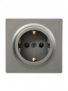 Розетка 1-м ОП LETO с заземл. ПБТ платина LEZARD 752-3500-122B
