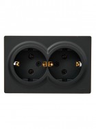 Розетка 2-м ОП LETO с заземл. закрытый корпус ПБТ черн. бархат LEZARD 752-4200-127B