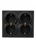 Розетка 4-м ОП LETO с заземл. закрытый корпус ПБТ черн. бархат LEZARD 752-4200-127BDP