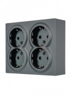 Розетка 4-м ОП LETO с заземл. закрытый корпус ПБТ графит LEZARD 752-3400-127BDP