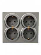 Розетка 4-м ОП LETO с заземл. закрытый корпус ПБТ платина LEZARD 752-3500-127BDP