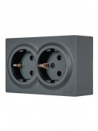 Розетка 2-м ОП LETO с заземл. закрытый корпус ПБТ графит LEZARD 752-3400-127B