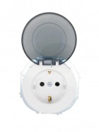 Розетка 1-м СП OSEN с заземл. с крышкой ПБТ бел. LEZARD 743-0288-123B