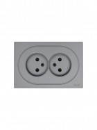 Розетка 2-м СП OSEN без заземл. ПБТ механизм сер. матов. LEZARD 743-7400-128B