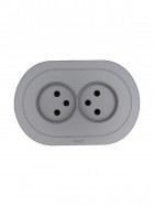 Розетка 2-м СП OSEN без заземл. ПБТ круглая механизм сер. матов. LEZARD 744-7400-128B