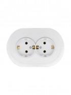 Розетка 2-м СП OSEN с заземл. ПБТ круглая механизм бел. LEZARD 744-0200-127B