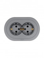 Розетка 2-м СП OSEN с заземл. ПБТ круглая механизм сер. матов. LEZARD 744-7400-127B