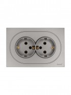 Розетка 2-м СП OSEN с заземл. ПБТ механизм сер. матов. LEZARD 743-7400-127B