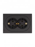 Розетка 2-м СП OSEN с заземл. ПБТ механизм черн. бархат LEZARD 743-4200-127B