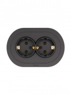 Розетка 2-м СП OSEN с заземл. ПБТ круглая механизм черн. бархат LEZARD 744-4200-127B