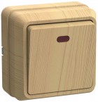 Выключатель 1-кл. ОП ОКТАВА 10А IP20 откр. уст. с индик. сосна ИЭК EVO11-K03-10-DC