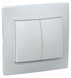 Выключатель 2-кл. СП КВАРТА 10А IP20 ВС10-2-0-КБ бел. ИЭК EVK20-K01-10-DM