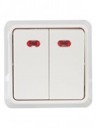 Выключатель 2-кл. ОП ОКТАВА с инд. 10А IP20 ВС20-2-1-ОБ бел. ИЭК EVO21-K01-10-DC