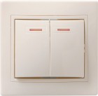 Выключатель 2-кл. СП КВАРТА с инд. 10А IP20 ВС10-2-1-ККм крем. ИЭК EVK21-K33-10-DM