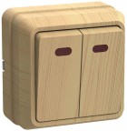 Выключатель 2-кл. ОП ОКТАВА 10А IP20 откр. уст. с индик. сосна ИЭК EVO21-K03-10-DC