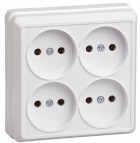 Розетка 4-м ОП Октава 10А IP20 без заземл. бел. ИЭК ERO40-K01-10-DC