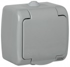 Розетка 1-м ОП AQUATIC 16А IP54 РСш12-2-А с защ. крышкой с заземл. IEK ERA12-K03-16-54