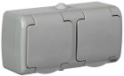 Розетка 2-м ОП AQUATIC 16А IP54 РСш22-2-А с защ. крышкой с заземл. IEK ERA22-K03-16-54