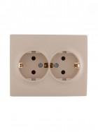 Розетка 2-м СП Karina с заземл. термопласт крем. LEZARD 707-0300-127B