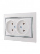 Розетка 2-м СП Mira 16А IP20 без заземл. с сер. вставкой керамика бел. LEZARD 701-0215-128