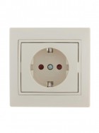 Розетка 1-м СП Mira 16А IP20 с заземл. защ. шторки со вставкой керамика крем. LEZARD 701-0303-124