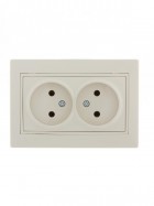 Розетка 2-м СП Mira 16А IP20 без заземл. со вставкой керамика крем. LEZARD 701-0303-128