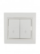 Переключатель проходной 2-кл. СП Mira 10А IP20 с бел.вставкой бел. LEZARD 701-0202-106