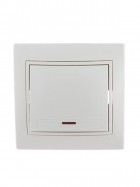 Выключатель 1-кл. СП Mira 10А IP20 с подсветкой с бел. вставкой бел. LEZARD 701-0202-111