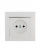 Розетка 1-м СП Mira 16А IP20 без заземл. с бел. вставкой керамика бел. LEZARD 701-0202-121
