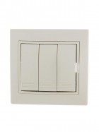 Выключатель 3-кл. СП Mira 10А IP20 со вставкой крем. LEZARD 701-0303-109